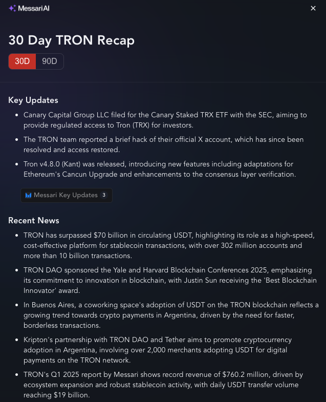 TRON (TRX) ve Trondao Hakkında Son Gelişmeler: Messari Araştırması