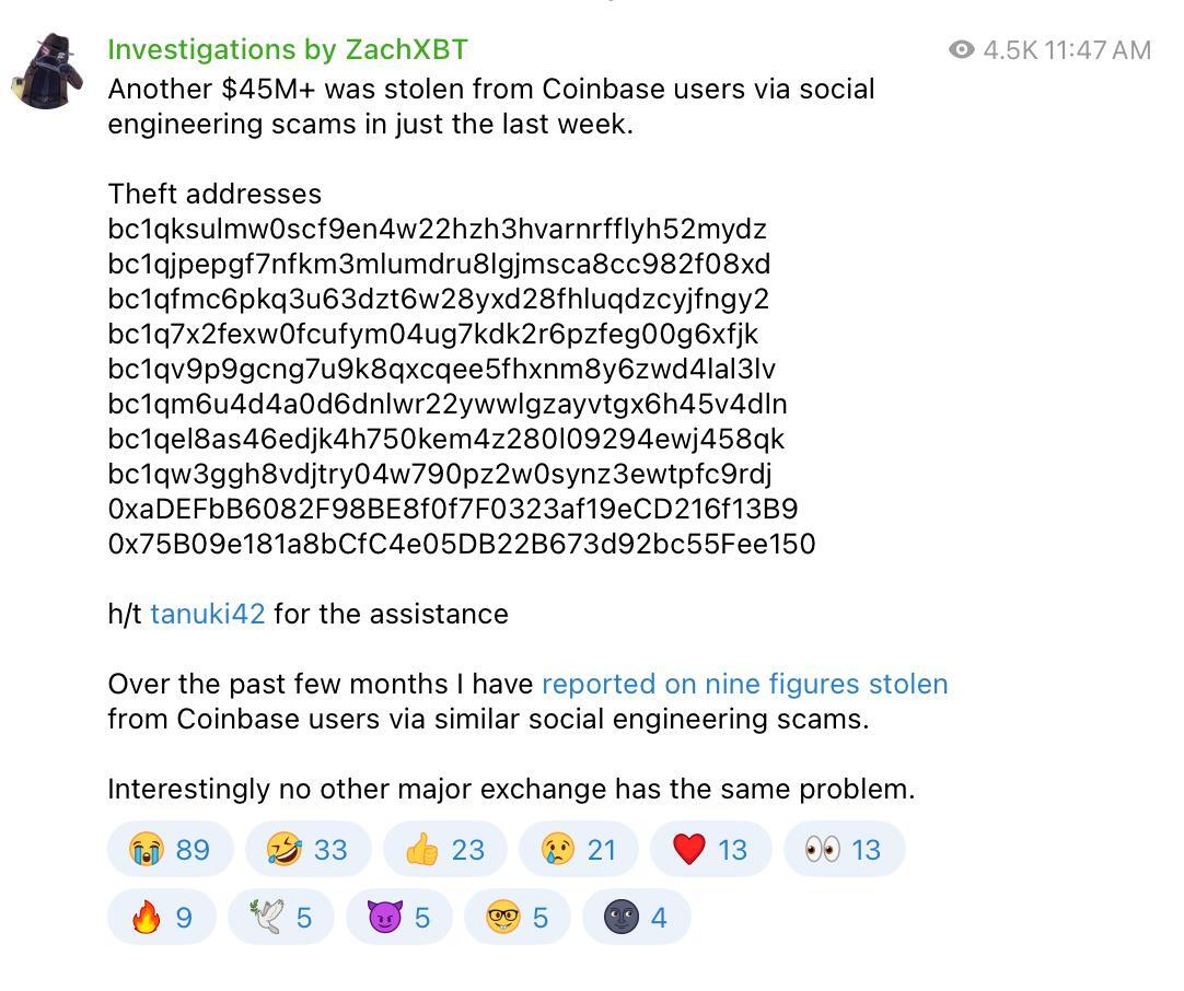 Coinbase Kullanıcılarından Sosyal Mühendislik Dolandırıcılığıyla 45 Milyon Dolar Çalındı