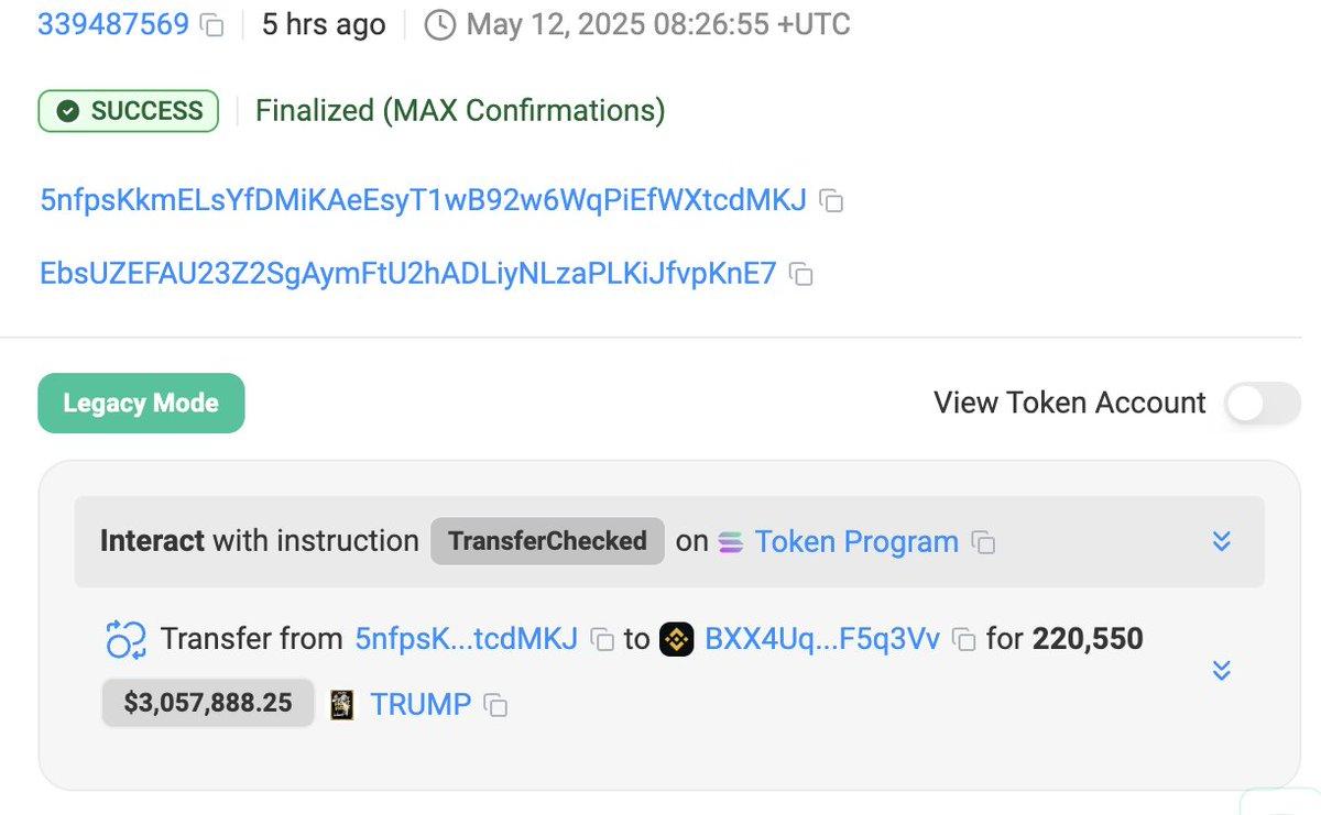 Galaxy Digital, 3.08 Milyon Dolarlık TRUMP Token'ları Binance'e Aktardı