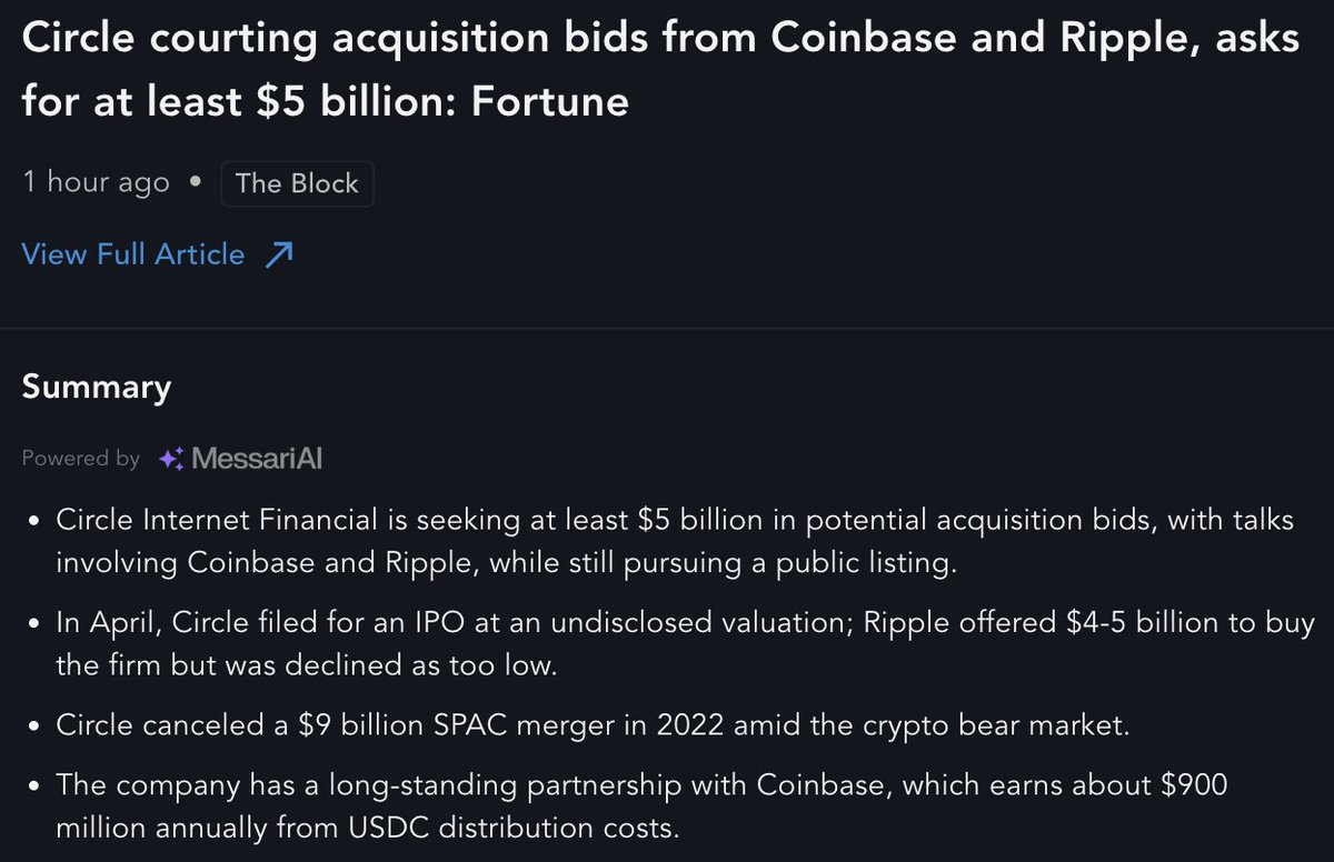 Circle Şirketi, Coinbase ve Ripple'dan Satın Alma Teklifleri Aldı