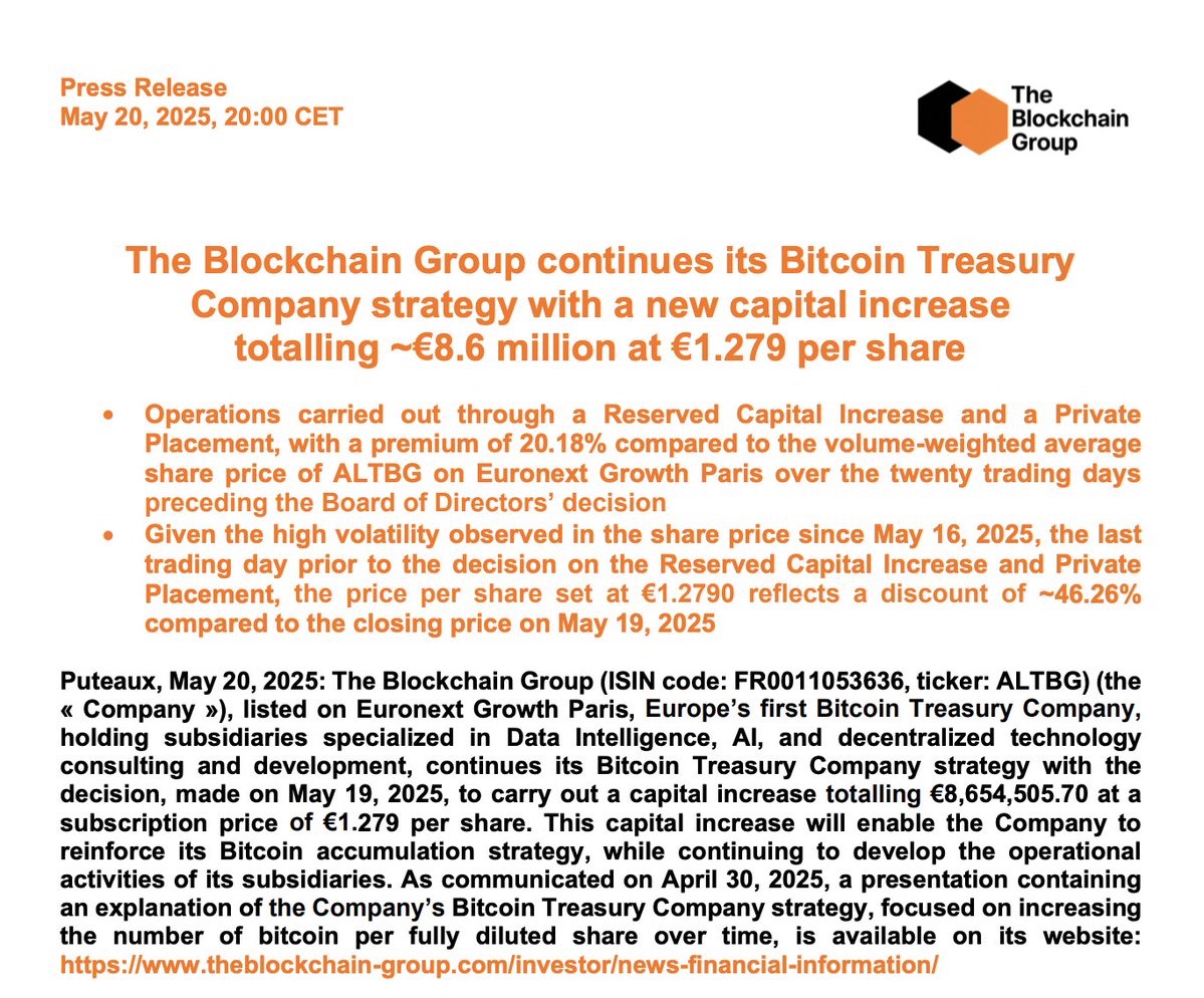 Fransız The Blockchain Group, Bitcoin Yatırımlarını Artırmak İçin 8.6 Milyon Dolarlık Finansman Sağladı