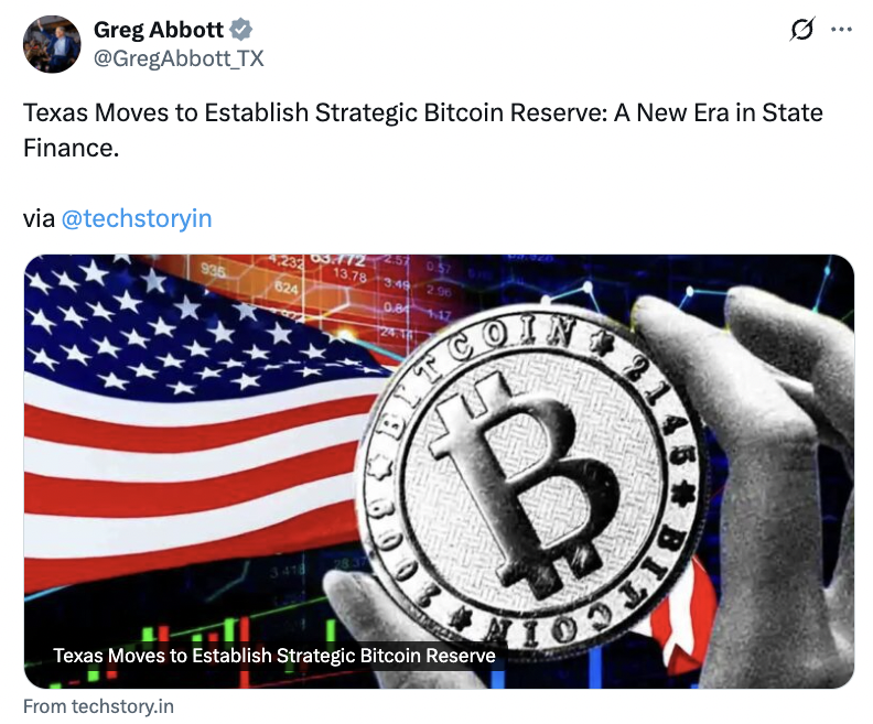 Teksas Valisi Greg Abbott, Stratejik Bitcoin Rezervi Hareketini Değerlendiriyor