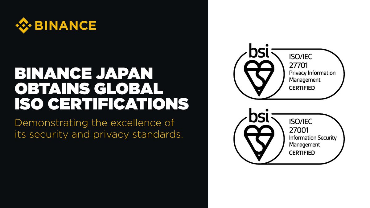 Binance Japan, Güvenlik ve Gizlilik Standartlarında ISO Sertifikalarını Aldı