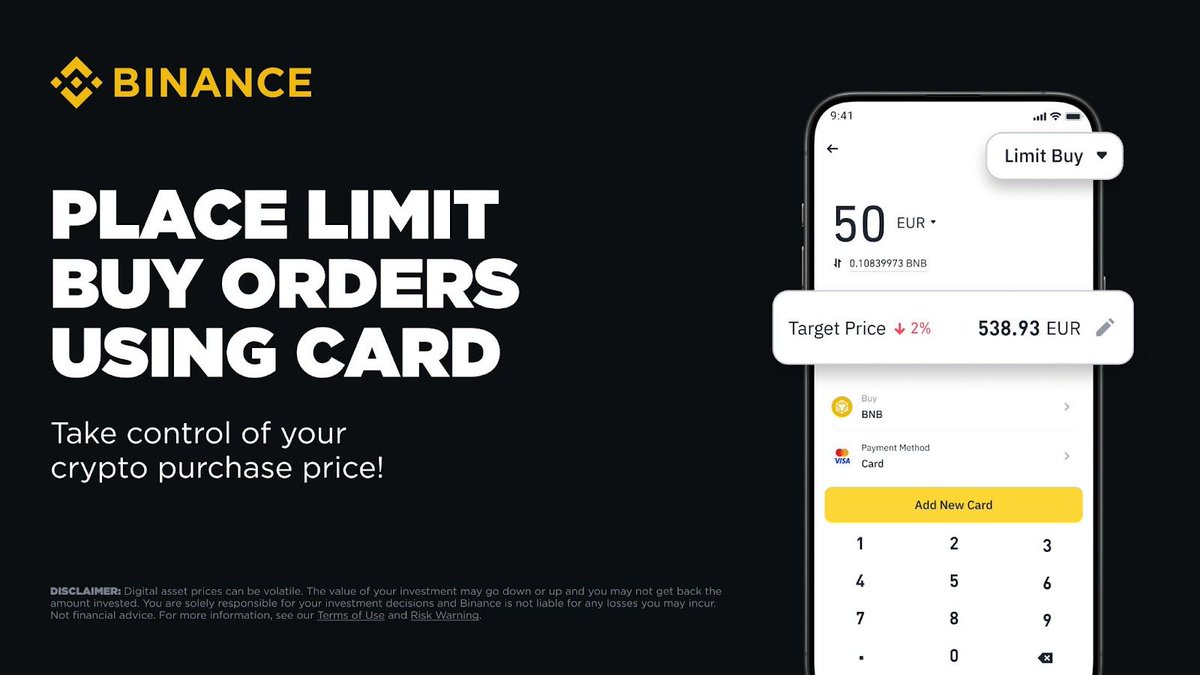 Binance Kart ile Limit Alım Emri Özelliği Kullanıma Sunuldu